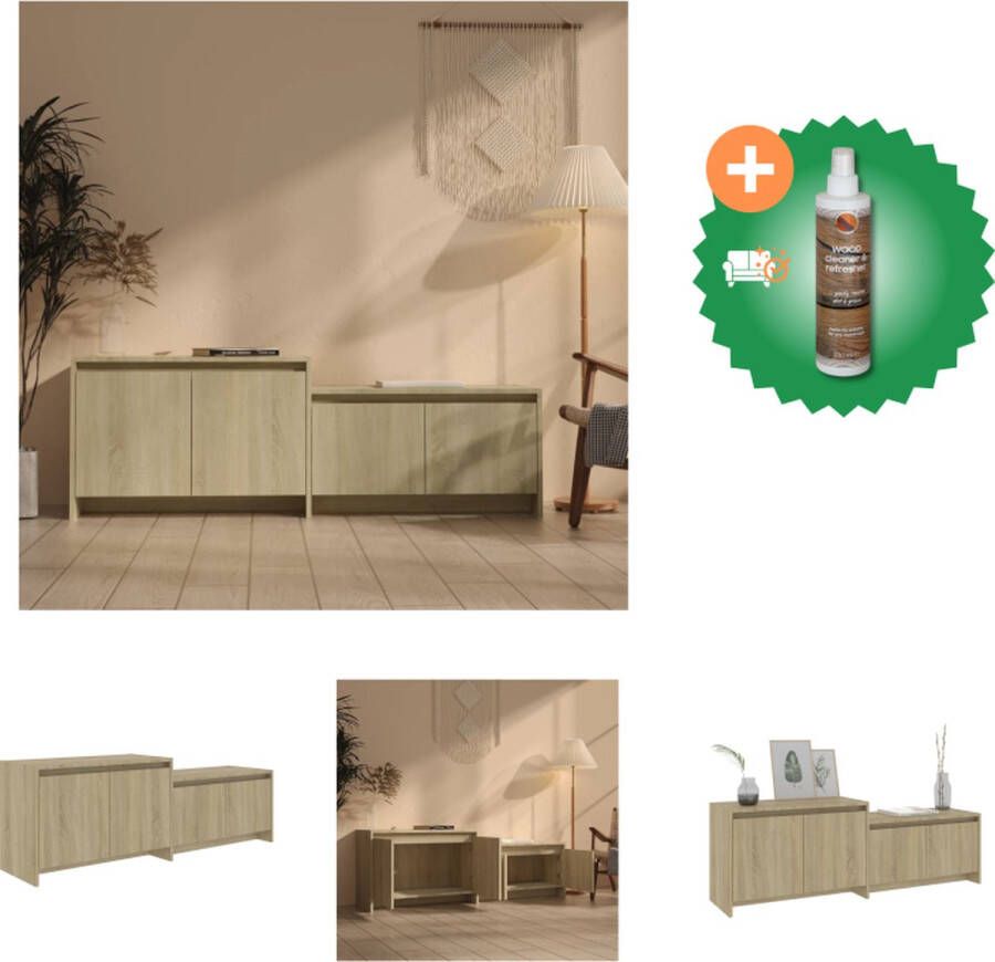 VidaXL Televisiemeubel Sonoma Eiken 146.5 x 35 x 50 cm Stabiele constructie Kast Inclusief Houtreiniger en verfrisser