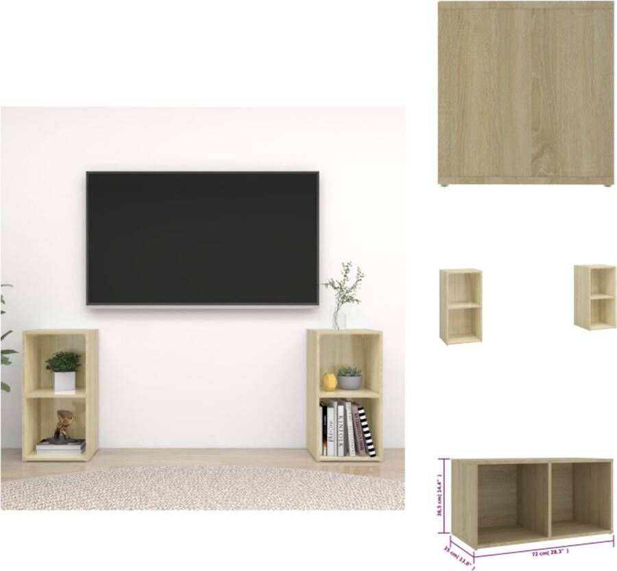 VidaXL Tv-kast Tv-kasten Tv-standaard Tv-standaarden Tv-meubelen 2 st 72x35x36 5 cm bewerkt houtsonoma eikenkleurig