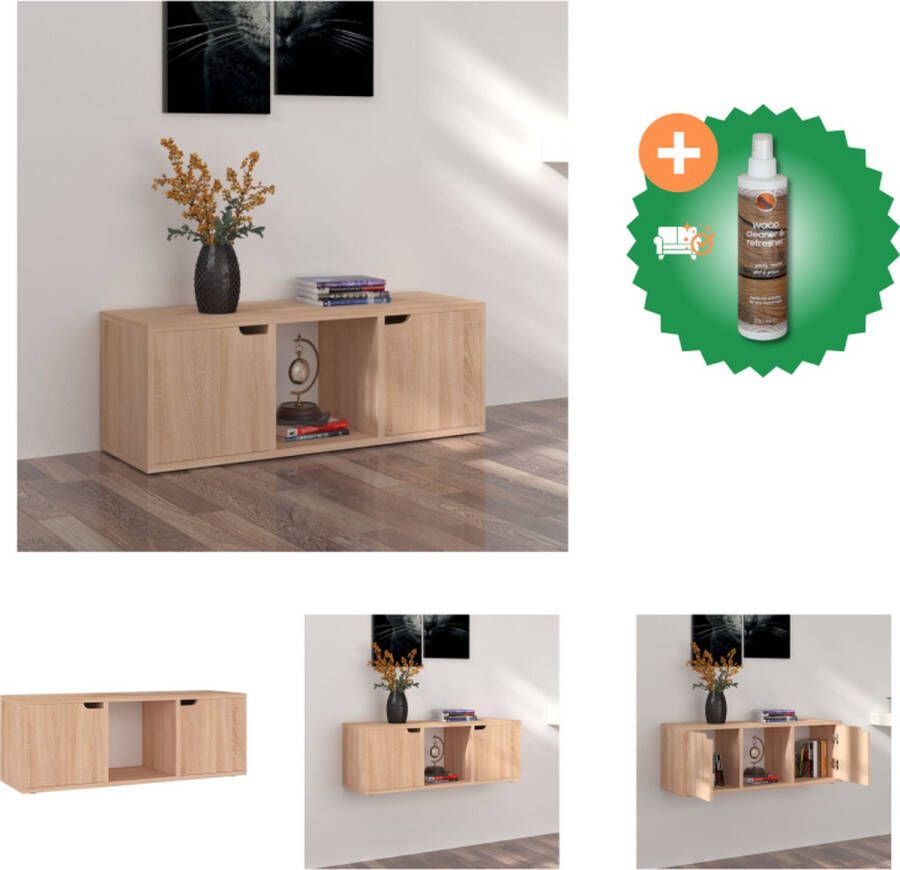 VidaXL Televisiemeubel Sonoma Eiken 88.5 x 27.5 x 30.5 cm Stabiele constructie Kast Inclusief Houtreiniger en verfrisser