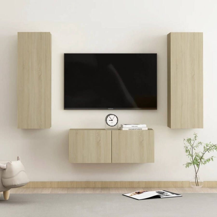 VidaXL Televisiemeubel Sonoma Eiken Wandmontage Meerdere Vakken Onderhoudsvriendelijk 80x30x30 cm 30.5x30x90 cm Kast