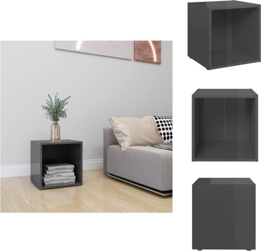 VidaXL Tv-kast Tv-kasten Televisiekast Televisiekasten Tv-meubel 37x35x37 cm bewerkt hout hoogglans grijs - Foto 2