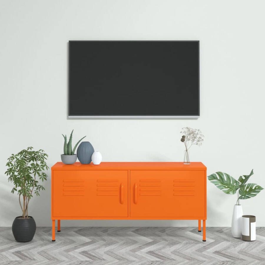 VidaXL Televisiemeubel Staal 105 x 35 x 50 cm Oranje Kast