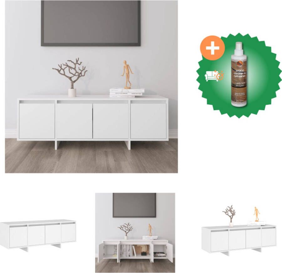 VidaXL Televisiemeubel Stereokast 120 x 30 x 40.5 cm wit spaanplaat Kast Inclusief Houtreiniger en verfrisser