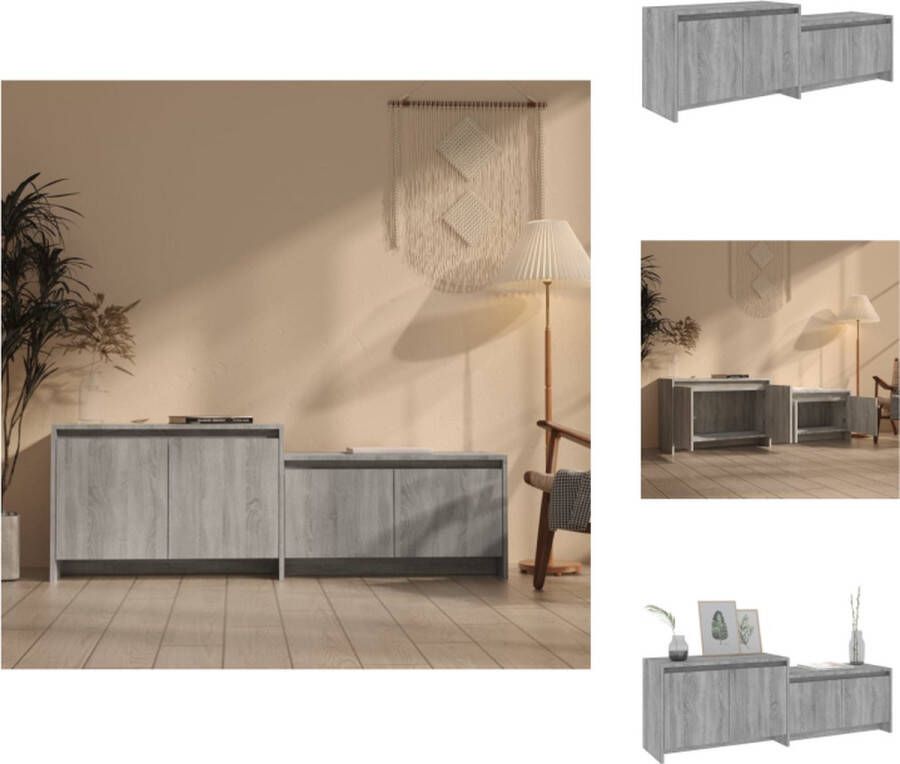 VidaXL Televisiemeubel Stereokast 146.5 x 35 x 50 cm Grijs Sonoma Eiken Kast