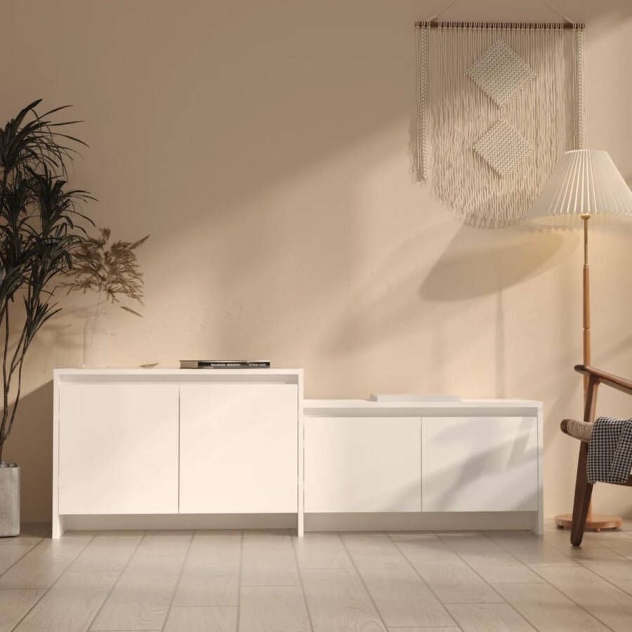 VidaXL Televisiemeubel Stereokast 146.5 x 35 x 50 cm wit spaanplaat Kast