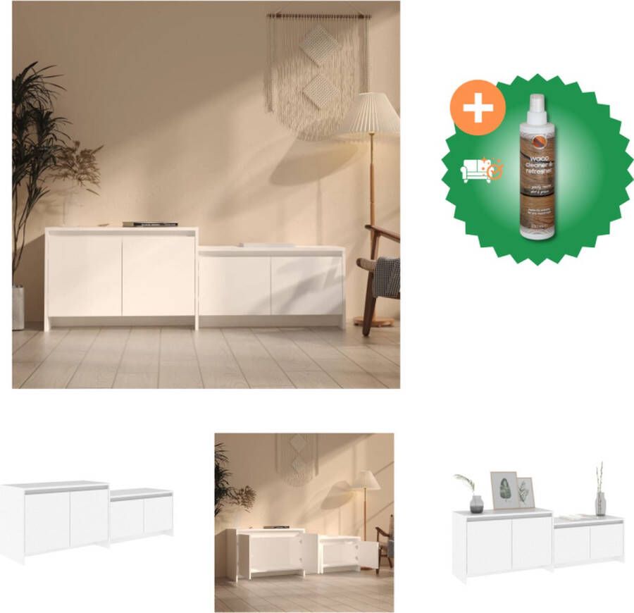 VidaXL Televisiemeubel Stereokast 146.5 x 35 x 50 cm wit spaanplaat Kast Inclusief Houtreiniger en verfrisser
