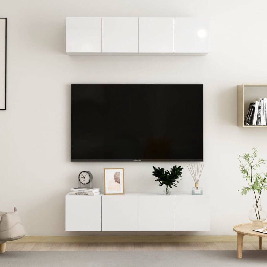 vidaXL Televisiemeubel Stereokast Hoogglans wit 60 x 30 x 30 cm