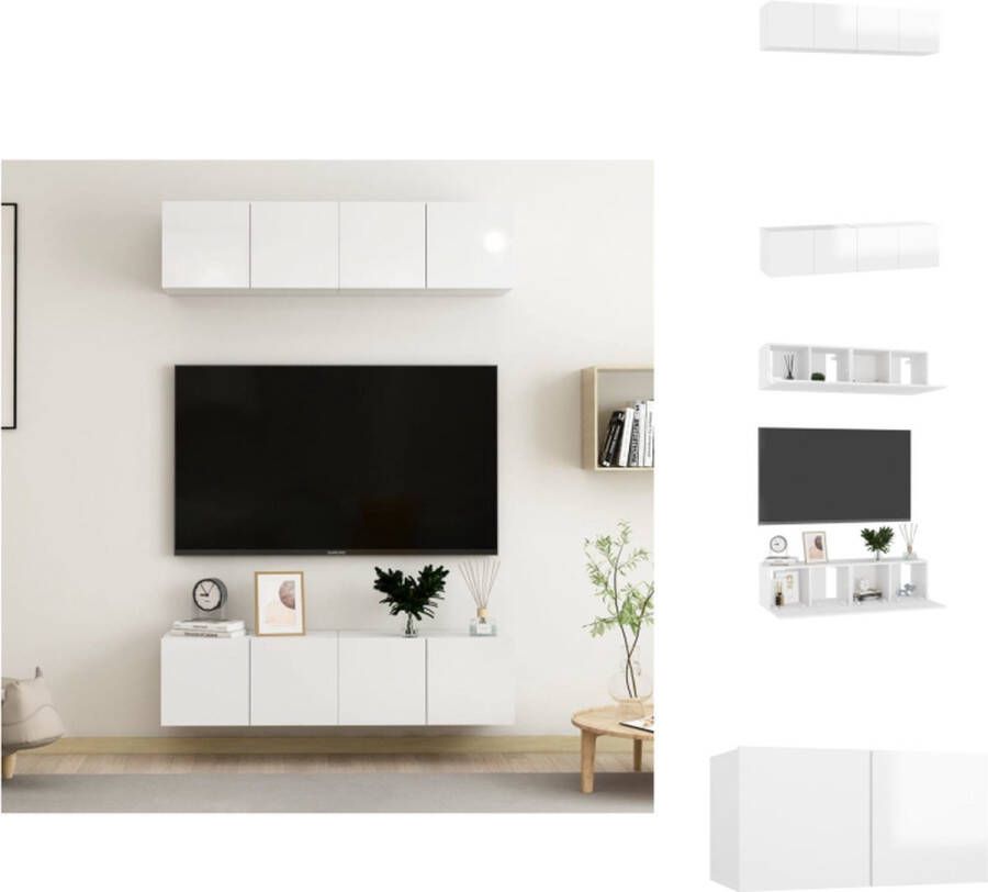 VidaXL Televisiemeubel Stereokast Hoogglans wit 60 x 30 x 30 cm Kast