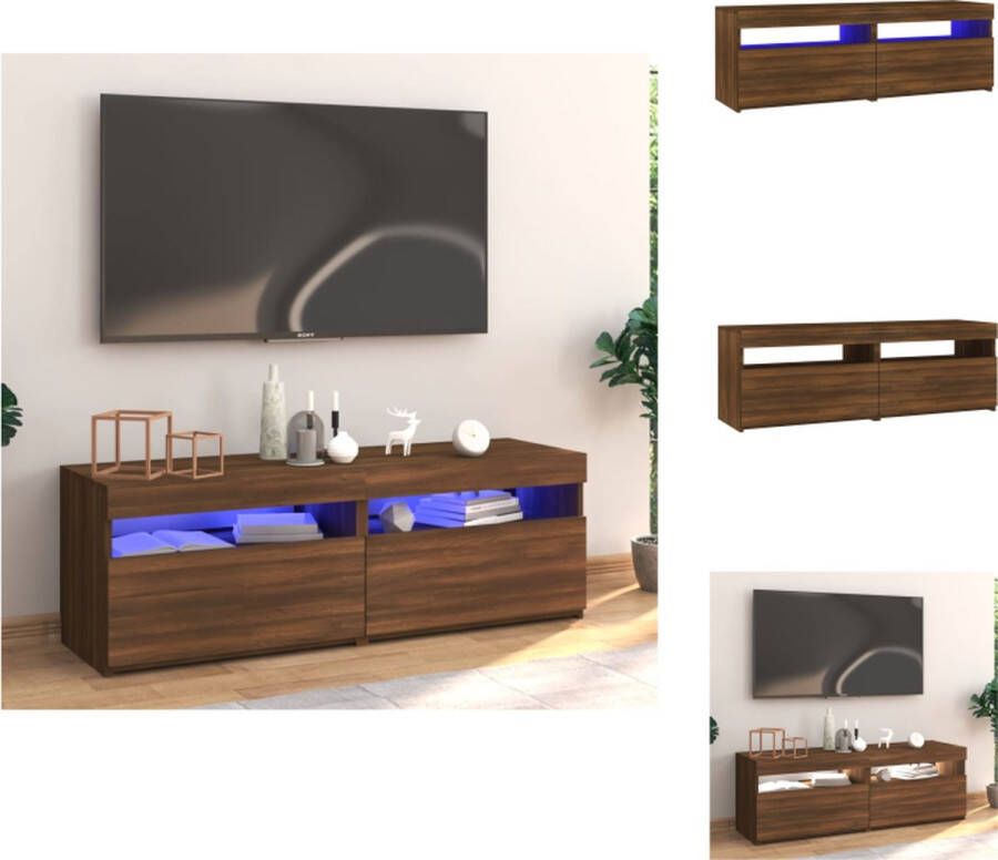 vidaXL Televisiemeubel Trendy Bruineiken 120x35x40 cm + RGB LED-verlichting Kast