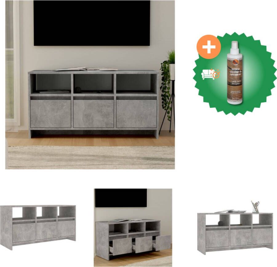 VidaXL televisiemeubel tv-kast Afmetingen- 102 x 37.5 x 52.5 cm Ken- stabiel en duurzaam Kleur- betongrijs Materiaal- spaanplaat Kast Inclusief Houtreiniger en verfrisser - Foto 2