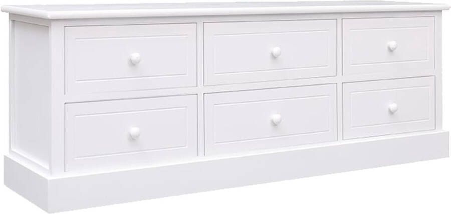 VidaXL Televisiemeubel TV kast hout 108 x 30 x 40 cm wit 6 lades Kast