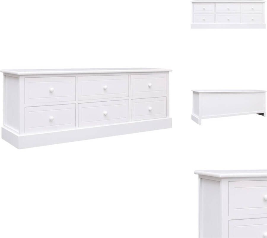 vidaXL Televisiemeubel TV kast hout 108 x 30 x 40 cm wit 6 lades Kast
