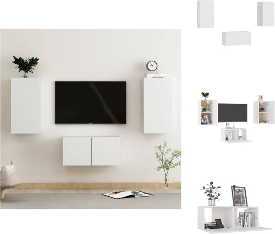 VidaXL Tv-meubelset Tv-meubelsets Tv Meubelset Tv Meubelsets 3-delige Tv-meubelset bewerkt hout wit