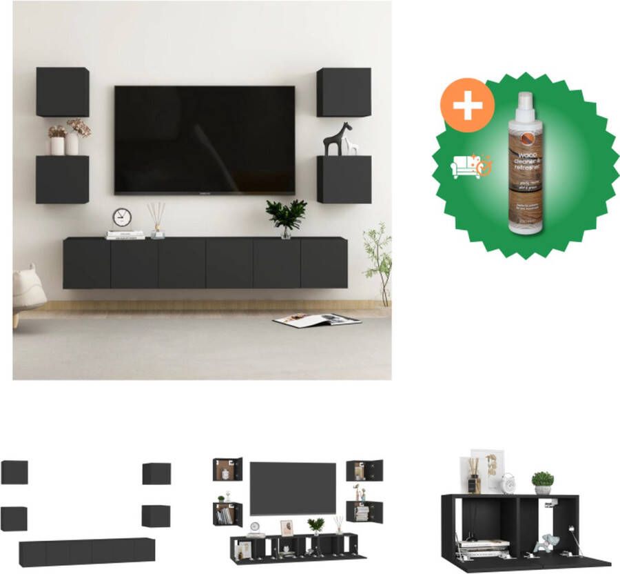 VidaXL Televisiemeubelset Hangend Spaanplaat Zwart 60x30x30 cm 80x30x30 cm 30.5x30x30 cm Kast Inclusief Houtreiniger en verfrisser - Foto 2