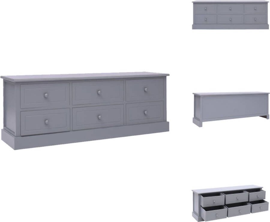 VidaXL Tv-meubel Tv-meubelen Tv-kast Televisiemeubel Tv-meubel 108x30x40 cm massief paulowniahout donkergrijs - Foto 2