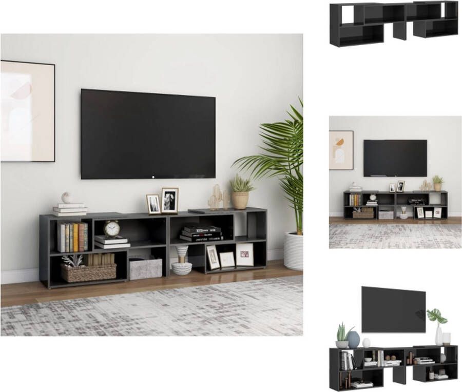 VidaXL Tv-meubel Tv-meubels Tv-kast Tv-kasten Tv-meubel 149x30x52 cm bewerkt hout hoogglans grijs - Foto 2