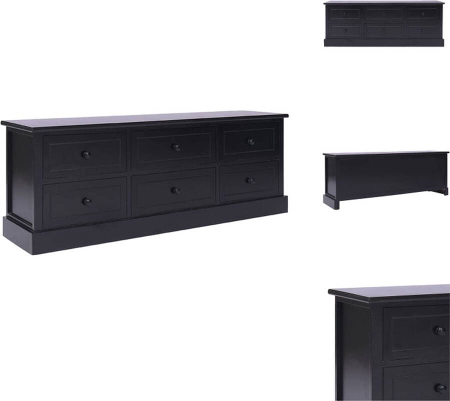 VidaXL Tv-meubel Tv-meubelen Tv Kast Opbergkast Tv-meubel 108x30x40 cm massief paulowniahout zwart - Foto 2