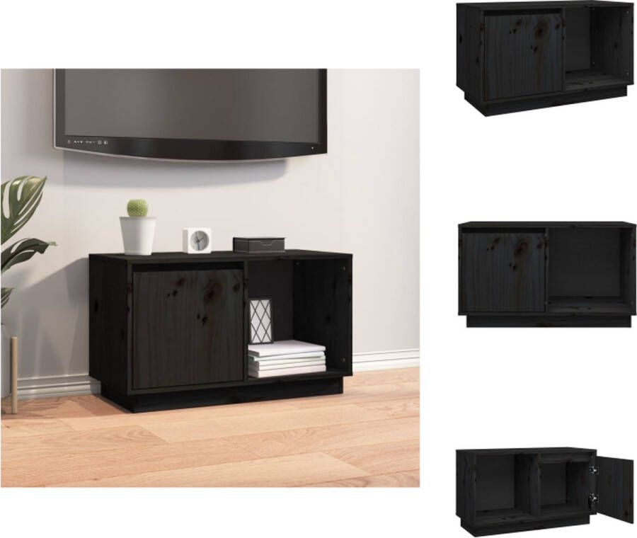VidaXL Tv-kast Tv-kasten Tv-meubel Hifi-meubel Tv-meubel 74x35x44 cm massief grenenhout zwart