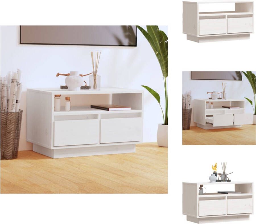 VidaXL Tv-meubel Tv-meubelen Opbergkast Televisiekast Tv-meubel 60x35x37 cm massief grenenhout wit - Foto 2