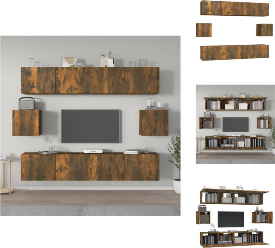 VidaXL Televisiemeubelenset Klassiek Gerookt eiken 4x 80x30x30cm 2x 30.5x30x30cm Kast