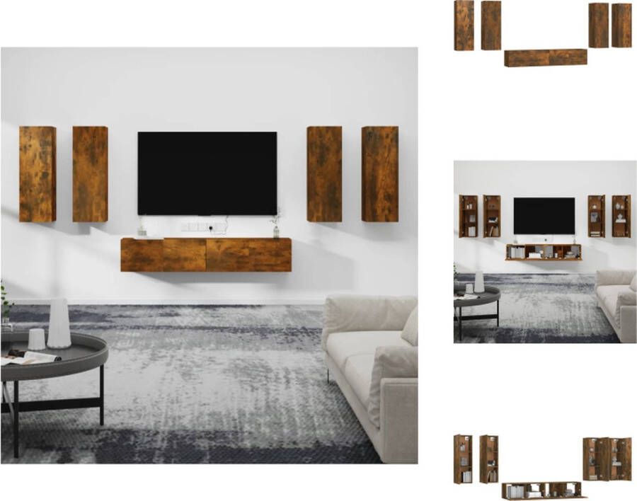 VidaXL Televisiemeubels Gerookt Eiken Set van 6 Verschillende Maten Trendy Design Kast