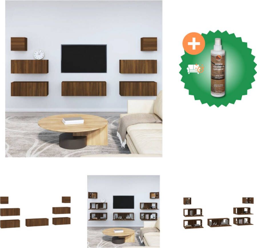 VidaXL Televisiemeubelset 2x 80 x 30 x 30 cm 1x 100 x 30 x 30 cm 2x 30.5 x 30 x 30 cm Bruineiken Kast Inclusief Houtreiniger en verfrisser
