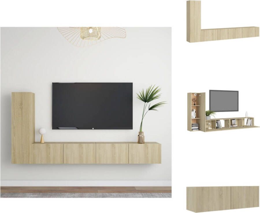 vidaXL Televisiemeubelset 30.5 x 30 x 110 cm 100 x 30 x 30 cm Ken- kleur- sonoma eiken Materiaal- spaanplaat Montage vereist Kast