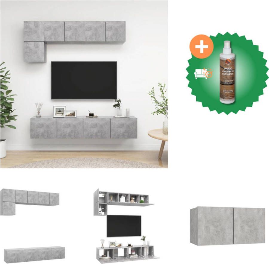 VidaXL Televisiemeubelset Betongrijs naam Wandbevestiging 30.5 x 30 x 90 cm 80 x 30 x 30 cm (B x D x H) Met opbergruimte Kast Inclusief Houtreiniger en verfrisser - Foto 2