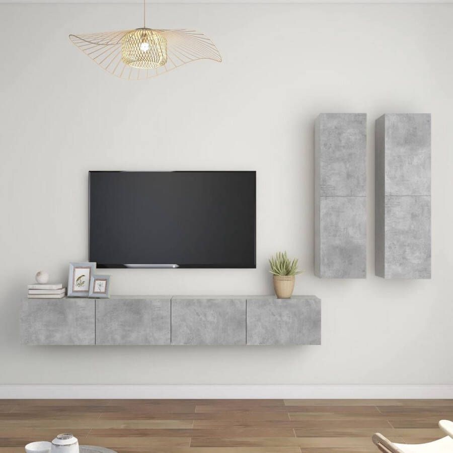 VidaXL Televisiemeubelset Betongrijs 30.5 x 30 x 110 cm 100 x 30 x 30 cm Kast