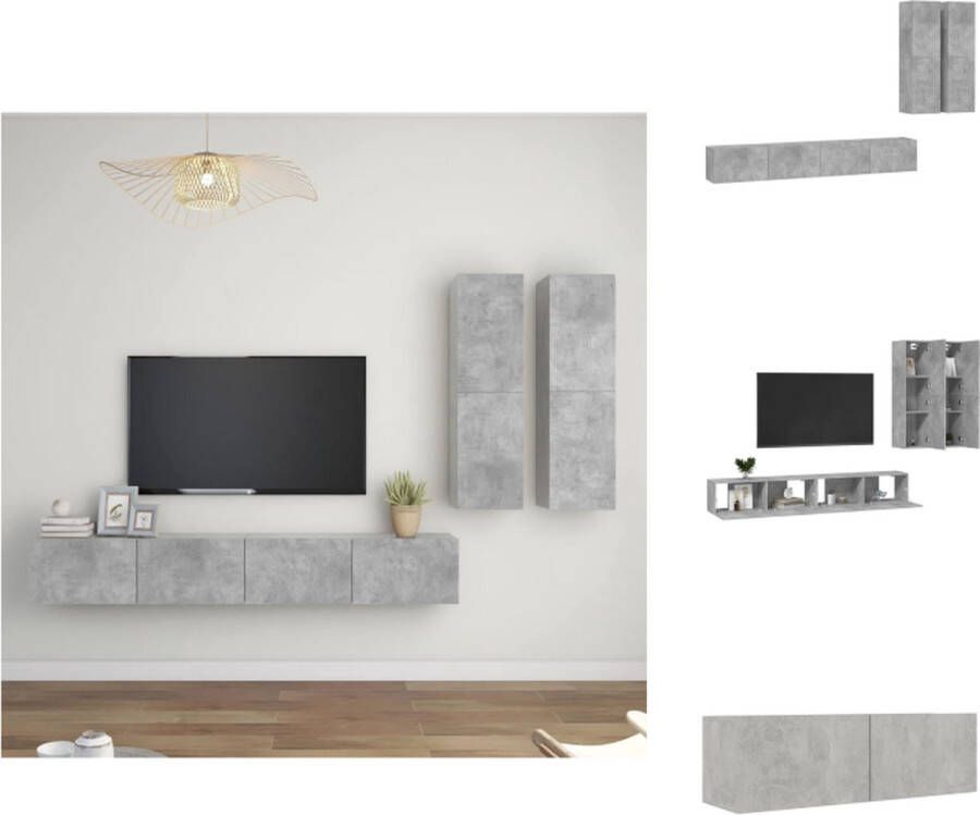 VidaXL Televisiemeubelset Betongrijs 30.5 x 30 x 110 cm 100 x 30 x 30 cm Kast