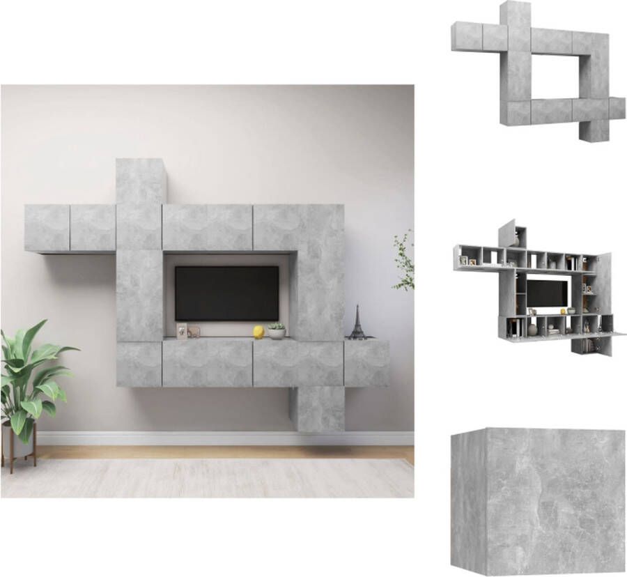 VidaXL Televisiemeubelset Betongrijs Spaanplaat Hangend 2x 30.5x30x30cm 6x 60x30x30cm 1x 30.5x30x60cm 1x 30.5x30x90cm Kast - Foto 2