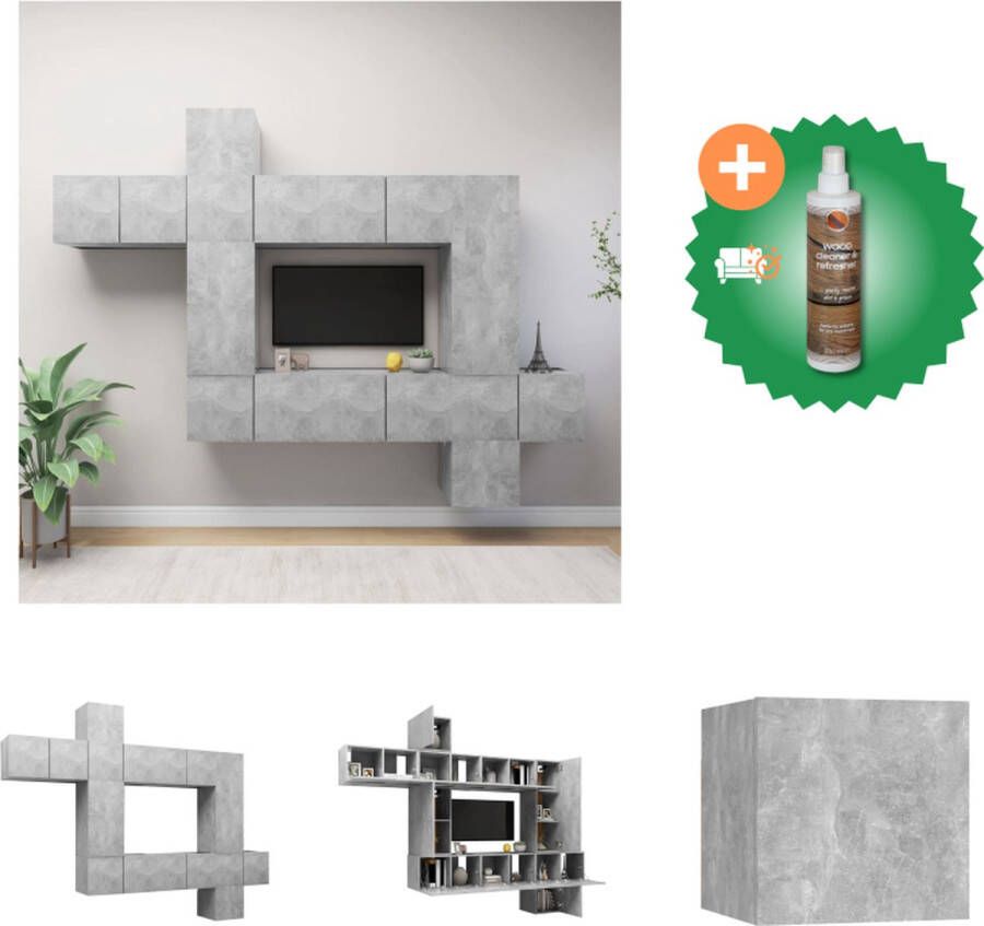 VidaXL Televisiemeubelset Betongrijs Spaanplaat Hangend 2x 30.5x30x30cm 6x 60x30x30cm 1x 30.5x30x60cm 1x 30.5x30x90cm Kast Inclusief Houtreiniger en verfrisser - Foto 3