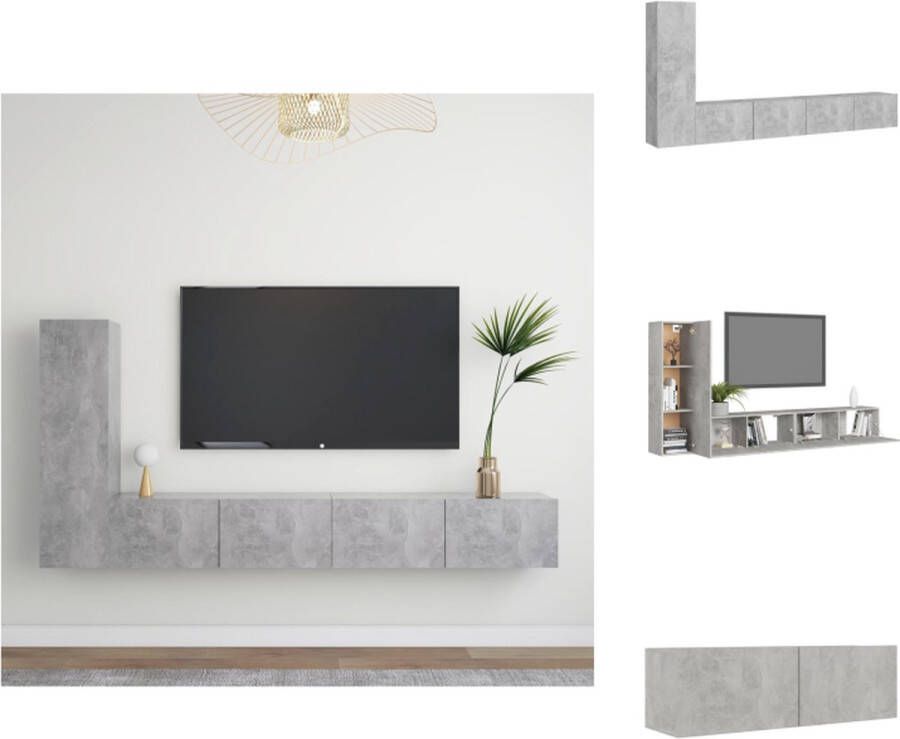 VidaXL Tv-kastenset Tv-kastensets Tv-kasten Tv-meubelset 3-delige Tv-meubelset bewerkt hout betongrijs