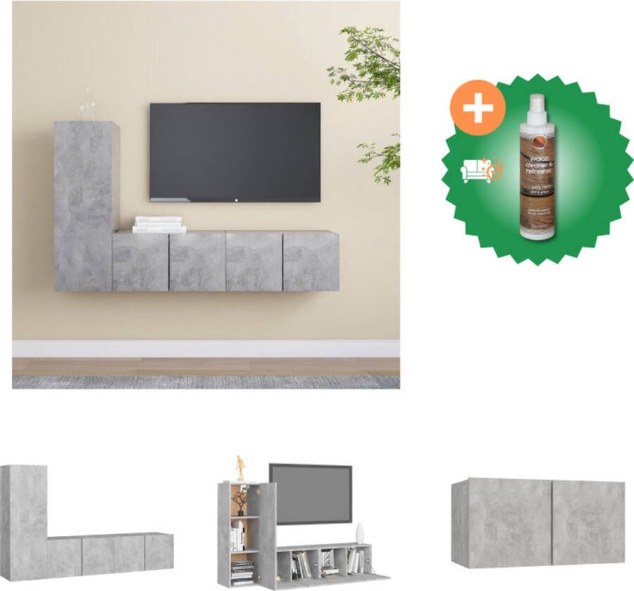 VidaXL Televisiekast Betongrijs Spaanplaat Afmetingen (L) 80x30x30cm (M) 30.5x30x90cm (S) 30.5x30x30cm Kast Inclusief Houtreiniger en verfrisser - Foto 3