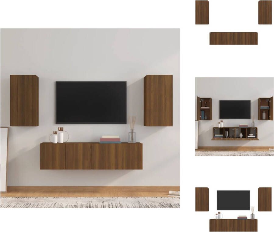 VidaXL Televisiemeubelset Bruineiken 2x 60x30x30 cm + 2x 30.5x30x60 cm Kast