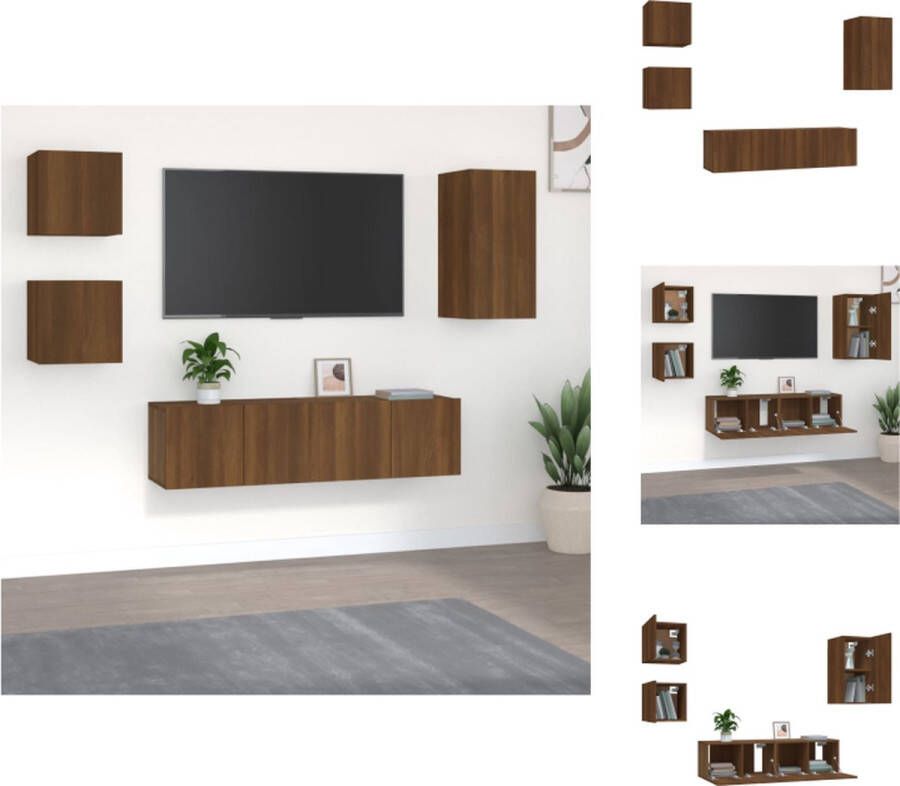 VidaXL televisiemeubelset Bruineiken 30.5 x 30 x 60 cm 60 x 30 x 30 cm Wandgemonteerd Kast