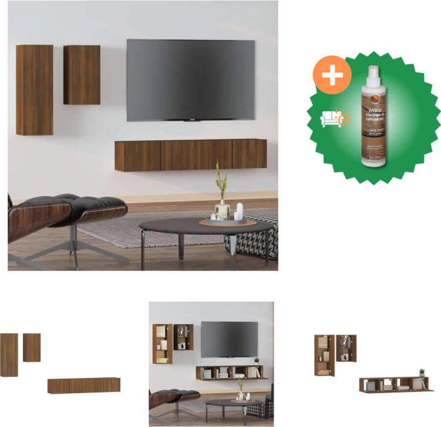 VidaXL Wandmontage TV-meubelset Bruineiken 30.5 x 30 x 30 cm 80 x 30 x 30 cm (B x D x H) Duurzaam en voldoende opbergruimte Kast Inclusief Houtreiniger en verfrisser - Foto 7