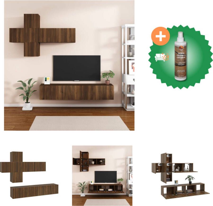VidaXL Televisiemeubelset Bruineiken 4x 30.5x30x30 cm 3x 80x30x30 cm Kast Inclusief Houtreiniger en verfrisser - Foto 3
