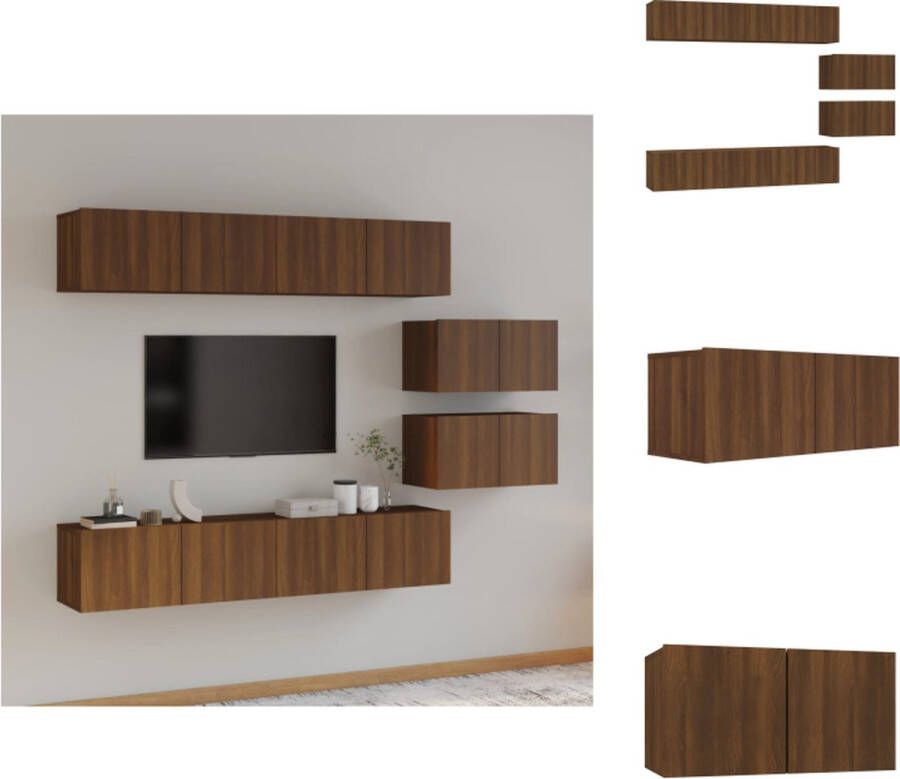 VidaXL Televisiemeubelset Bruineiken 4x 80x30x30 cm 2x 60x30x30 cm Kast