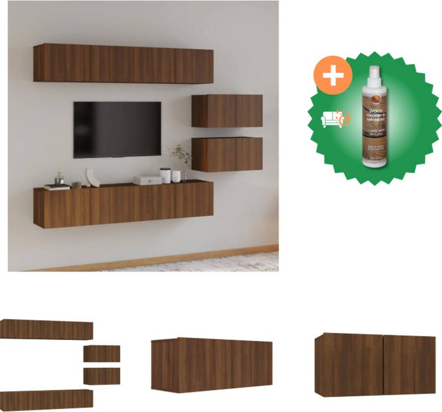 VidaXL Televisiemeubelset Bruineiken 4x 80x30x30 cm 2x 60x30x30 cm Kast Inclusief Houtreiniger en verfrisser