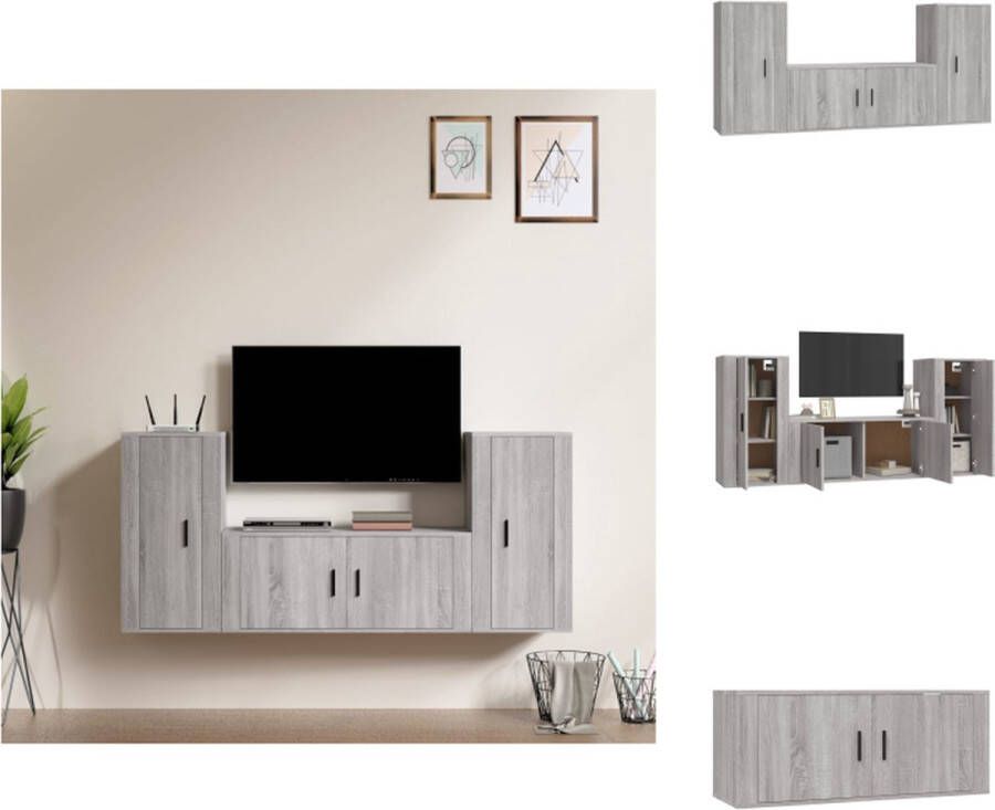 VidaXL Televisiemeubelset Classic s Wandgemonteerd 100 x 34.5 x 40 cm Grijs Sonoma Eiken Hoge Kwaliteit (105 karakters) Kast