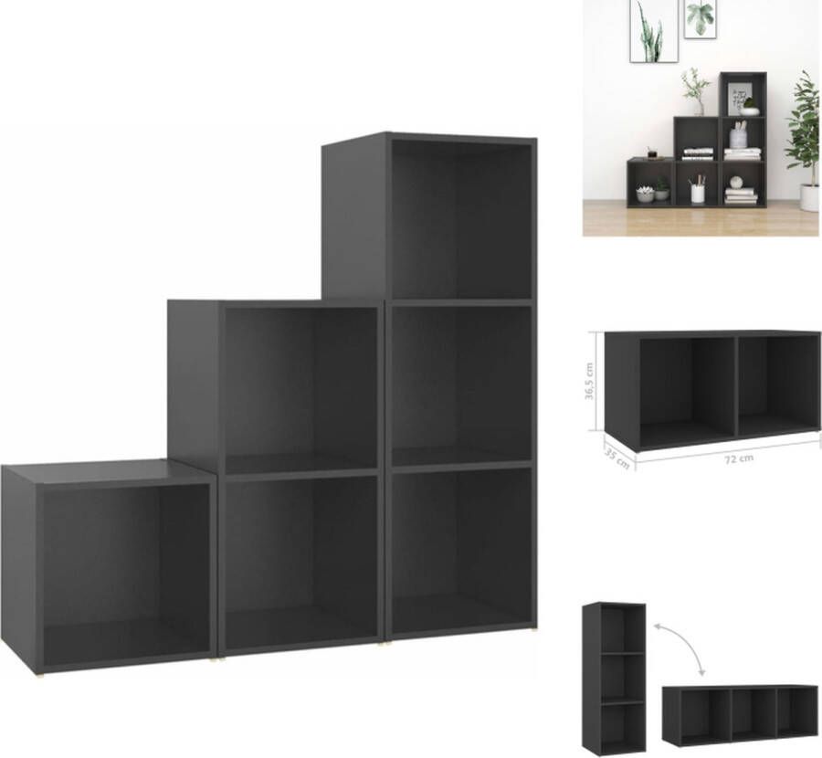 VidaXL Televisiemeubelset Classic TV-meubels grijs 37 x 35 x 37 cm 72 x 35 x 36.5 cm 107 x 35 x 37 cm spaanplaat Kast