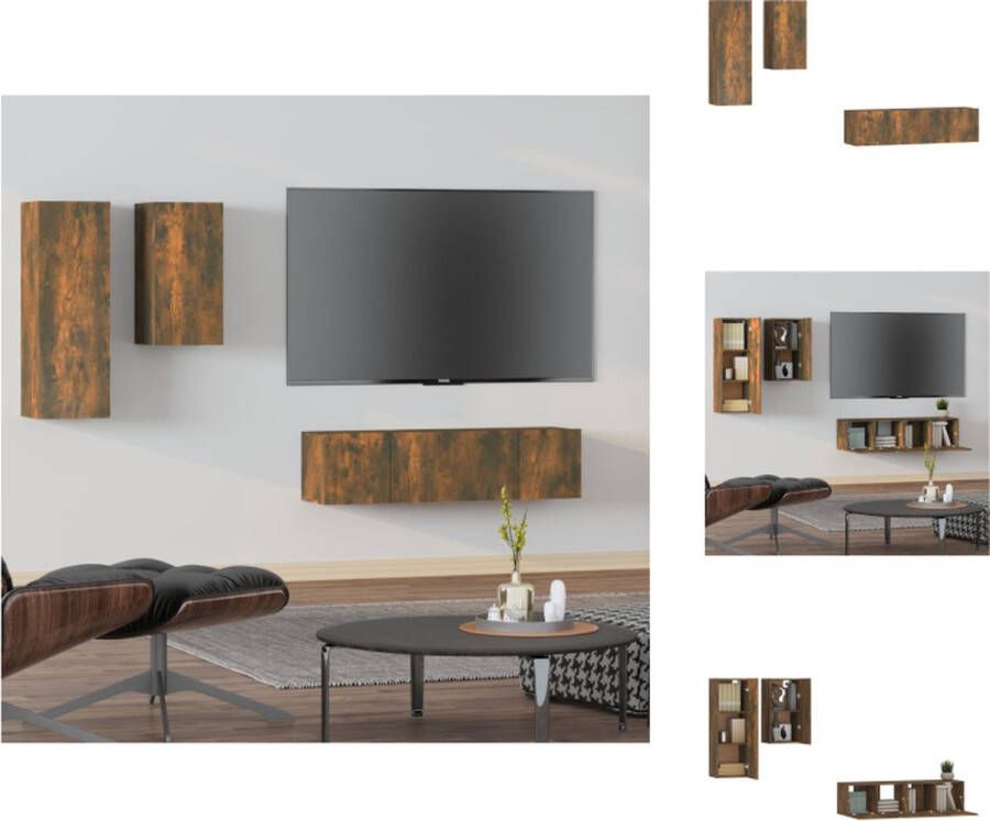vidaXL Televisiemeubelset Gerookt eiken 1x 30.5x30x90 cm 1x 30.5x30x60 cm 2x 60x30x30 cm Kast
