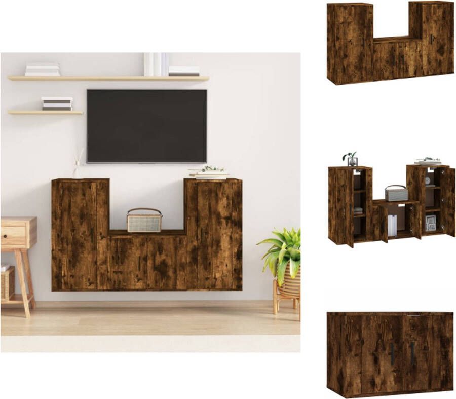 VidaXL Televisiemeubelset Gerookt Eiken 1x 57x34.5x40 cm 2x 40x34.5x80 cm Kast