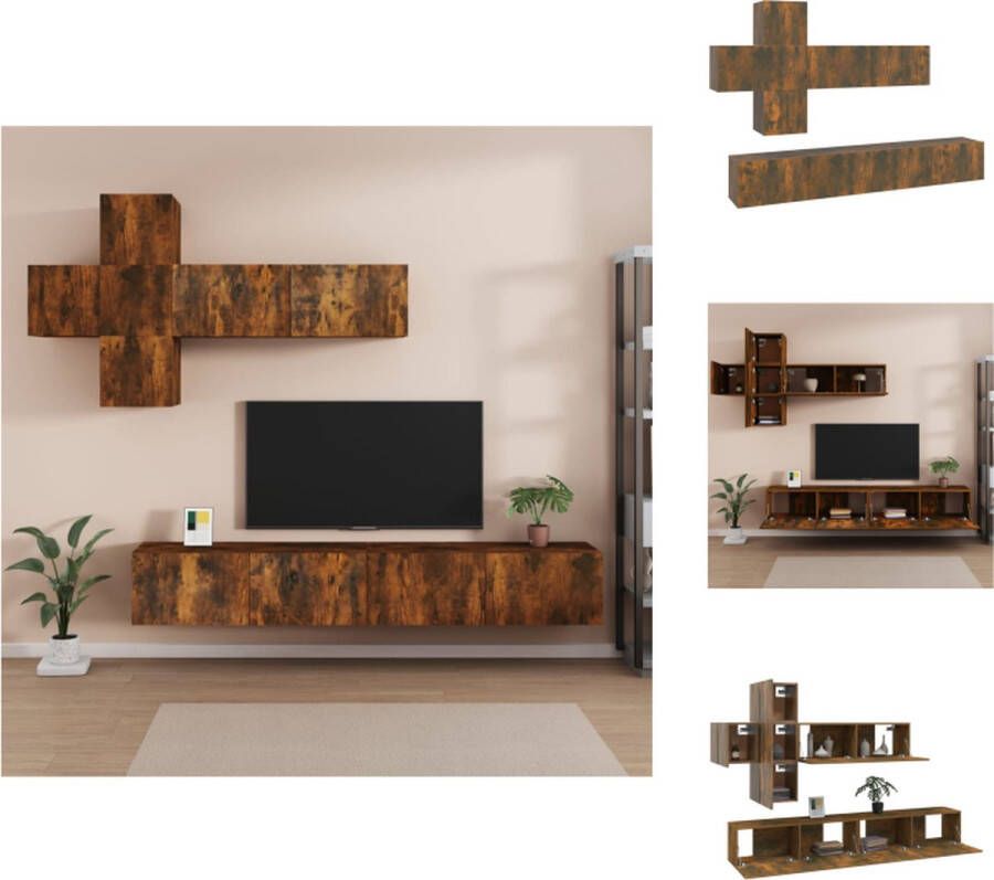 VidaXL Tv-kast Tv-kasten Tv-meubel Hifi-meubel 7-delige Tv-meubelset bewerkt hout gerookt eikenkleurig