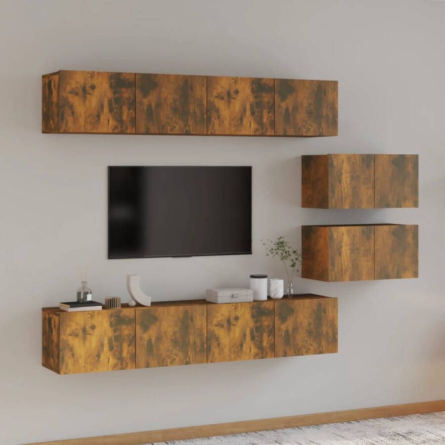 VidaXL Televisiemeubelset Gerookt eiken Inclusief 4x 80x30x30cm en 2x 60x30x30cm meubel Wandgemonteerd Kast