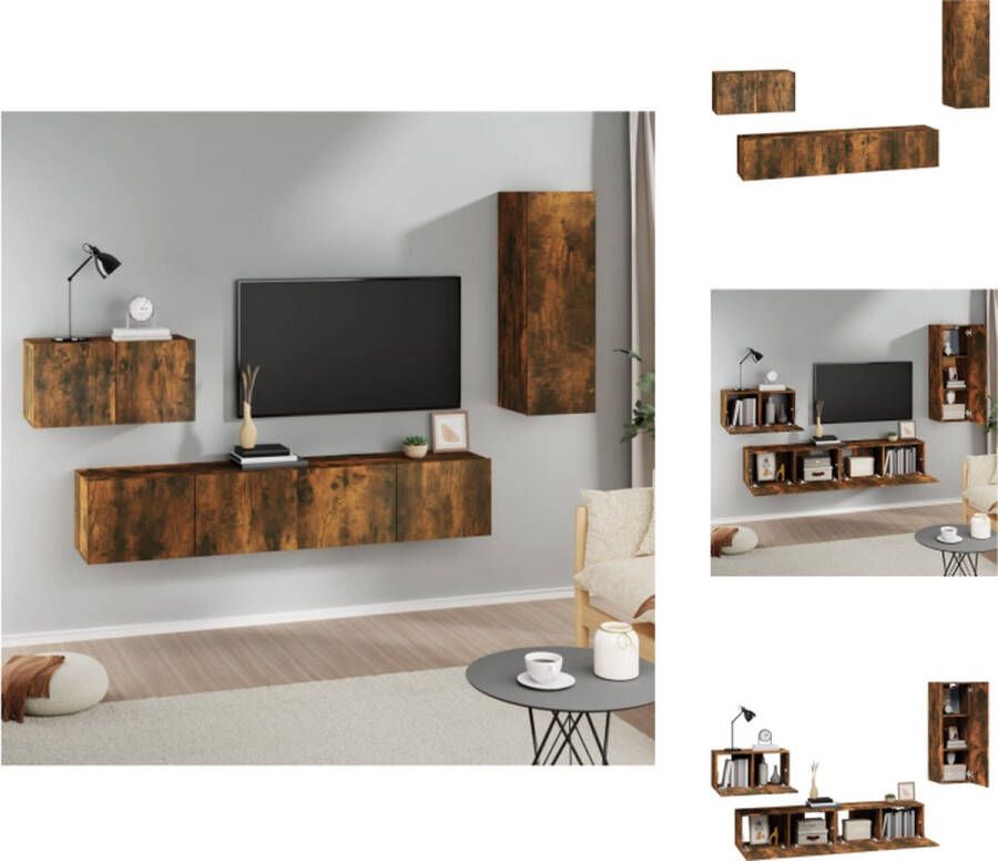 VidaXL Televisiemeubelset Gerookt Eiken Twee 80x30x30cm één 60x30x30cm en één 30.5x30x90cm meubel Kast