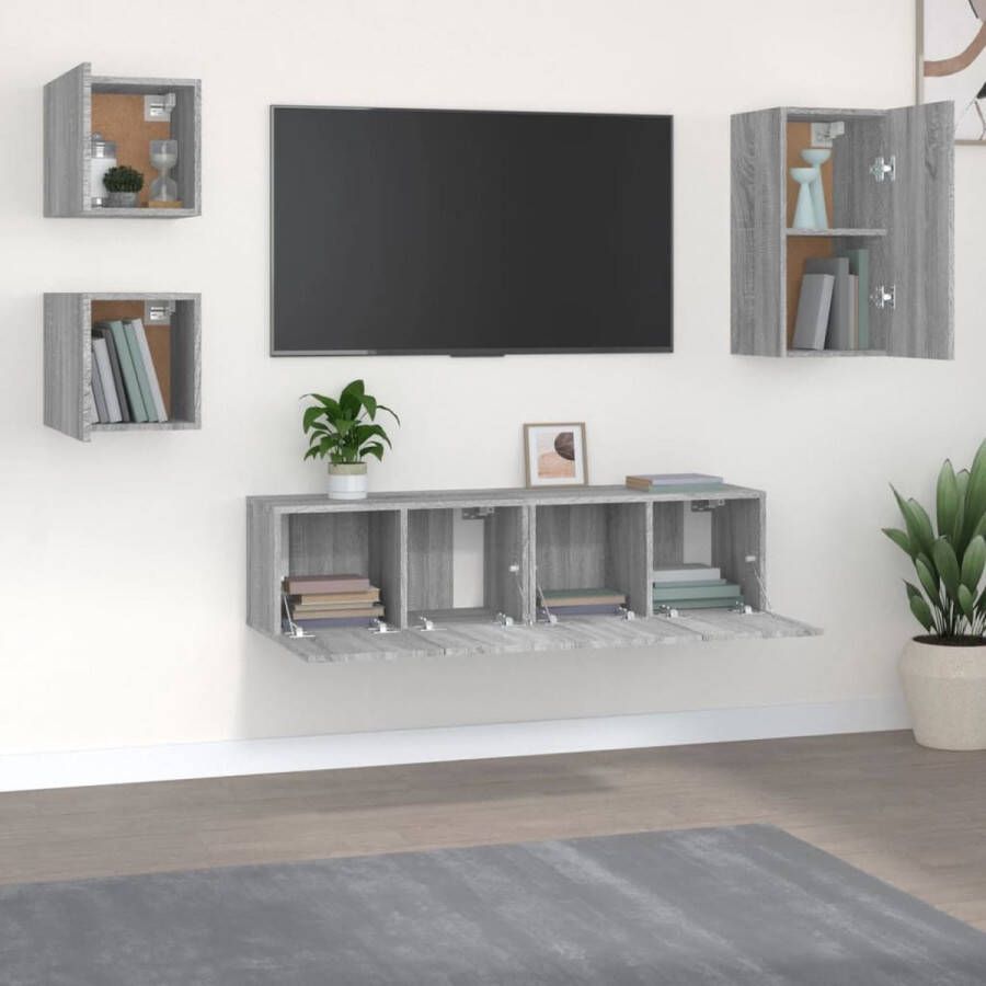 VidaXL Televisiemeubelset Grijs Sonoma Eiken 30.5 x 30 x 60 cm 60 x 30 x 30 cm 30.5 x 30 x 30 cm Kast