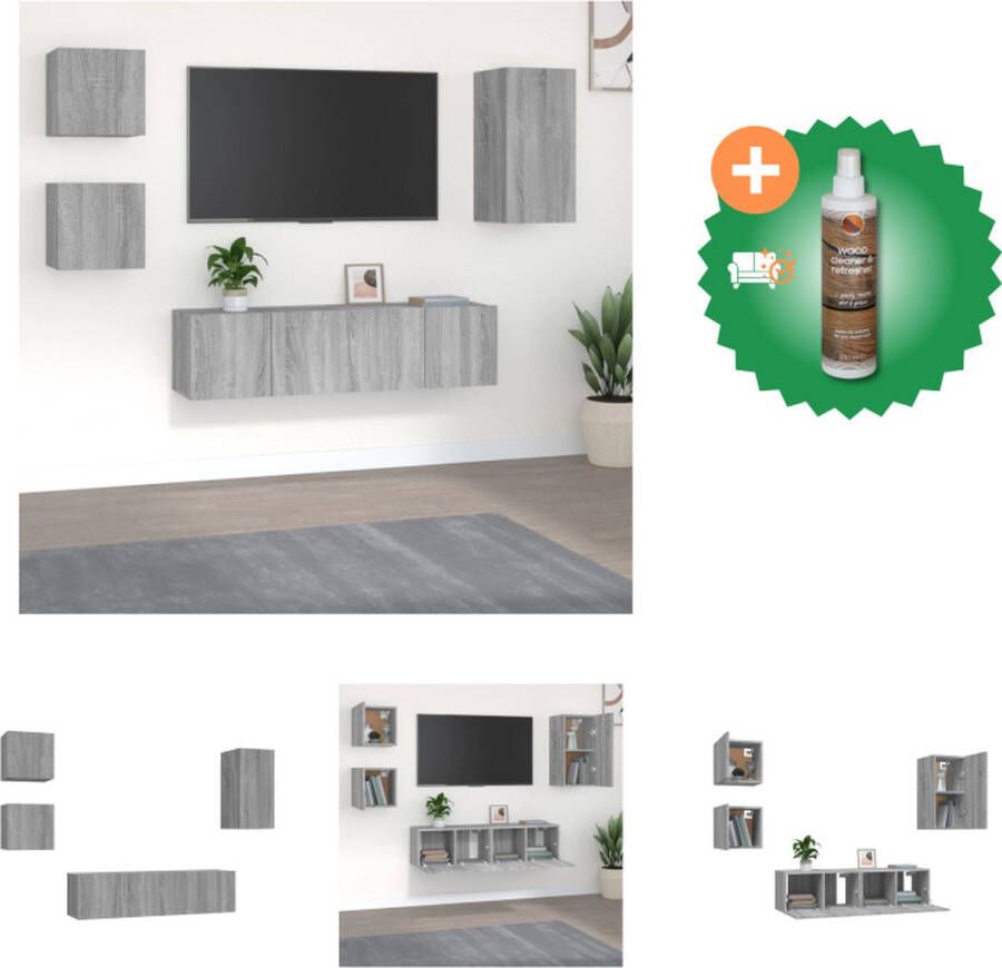VidaXL Televisiemeubelset Grijs Sonoma Eiken 30.5 x 30 x 60 cm 60 x 30 x 30 cm 30.5 x 30 x 30 cm Kast Inclusief Houtreiniger en verfrisser
