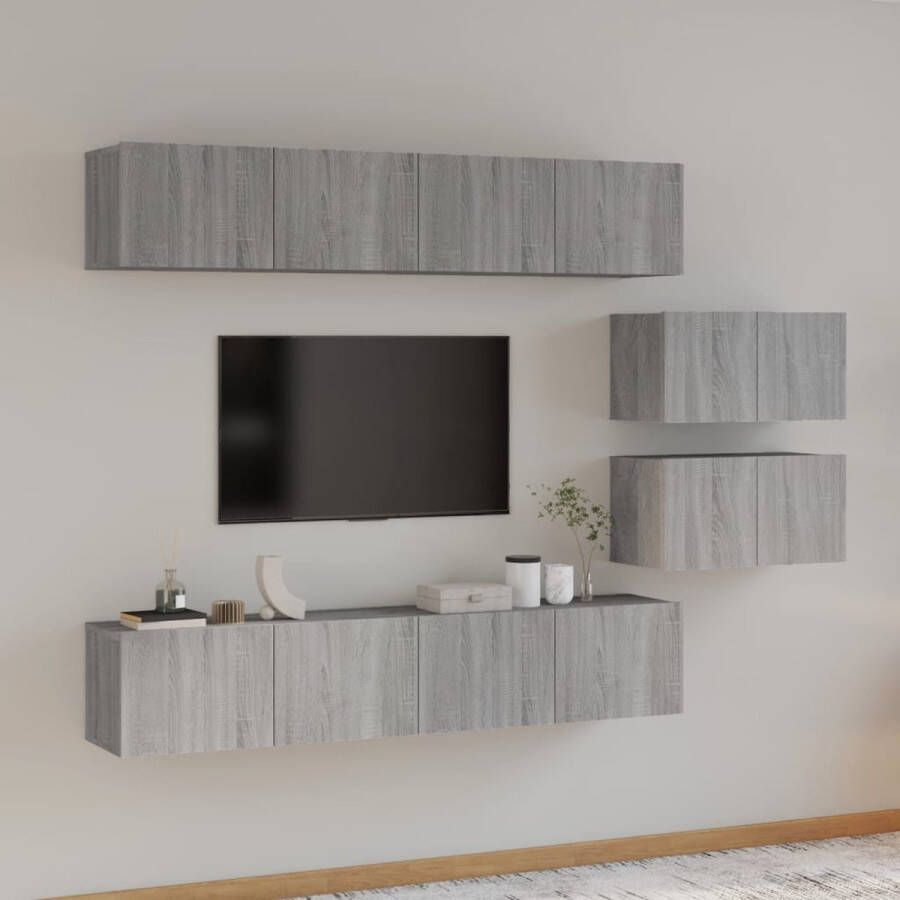VidaXL Televisiemeubelset grijs sonoma eiken 6 stuks Kast